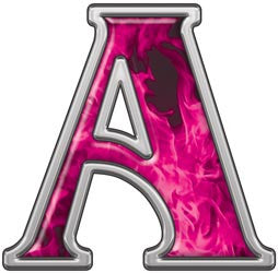 Reflective Letter A with Inferno Pink Flames