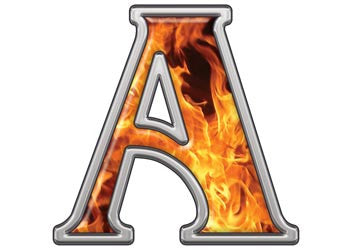 Reflective Letter A with Inferno Flames