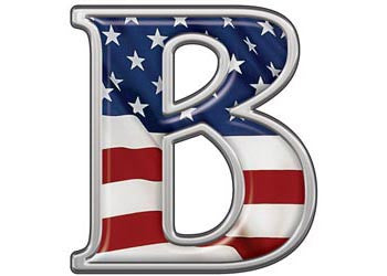 Reflective Letter B with Flag
