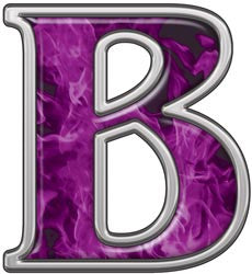 Reflective Letter B with Inferno Purple Flames