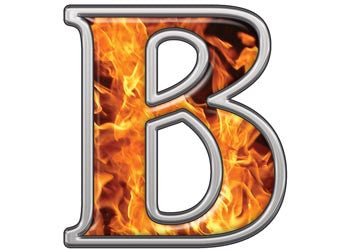 Reflective Letter B with Inferno Flames