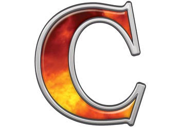 Reflective Letter C with Real Fire