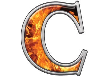 Reflective Letter C with Inferno Flames
