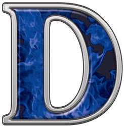 Reflective Letter D with Inferno Blue Flames