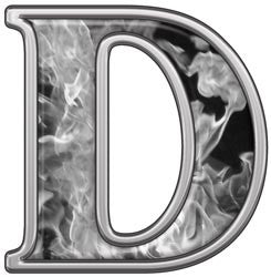 Reflective Letter D with Inferno Gray Flames