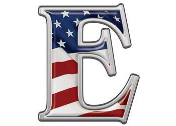 Reflective Letter E with Flag