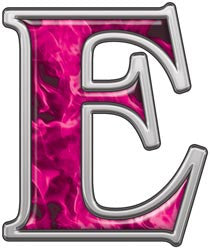 Reflective Letter E with Inferno Pink Flames