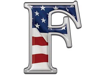 Reflective Letter F with Flag