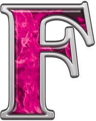 Reflective Letter F with Inferno Pink Flames