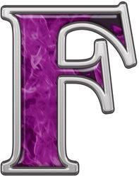 Reflective Letter F with Inferno Purple Flames