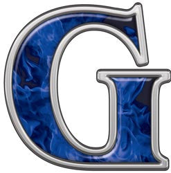 Reflective Letter G with Inferno Blue Flames