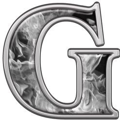 Reflective Letter G with Inferno Gray Flames