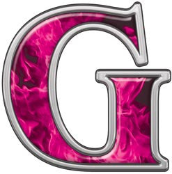 Reflective Letter G with Inferno Pink Flames