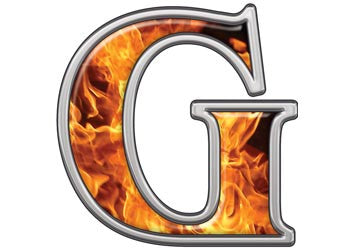 Reflective Letter G with Inferno Flames
