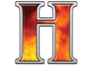 Reflective Letter H with Real Fire