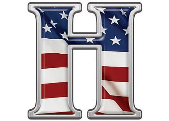 Reflective Letter H with Flag