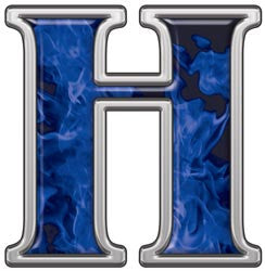 Reflective Letter H with Inferno Blue Flames