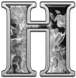 Reflective Letter H with Inferno Gray Flames