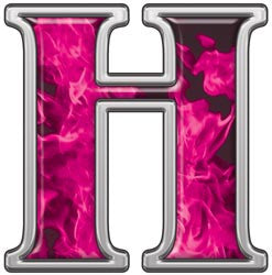 Reflective Letter H with Inferno Pink Flames