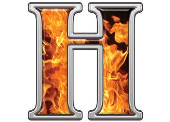 Reflective Letter H with Inferno Flames