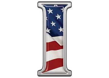 Reflective Letter I with Flag