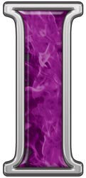 Reflective Letter I with Inferno Purple Flames