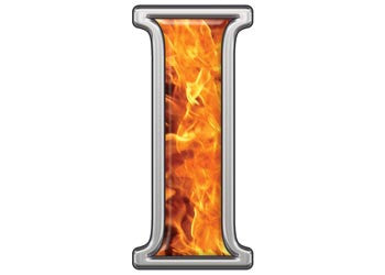 Reflective Letter I with Inferno Flame