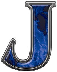 Reflective Letter J with Inferno Blue Flames