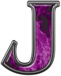 Reflective Letter J with Inferno Purple Flames