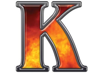 Reflective Letter K with Real Fire