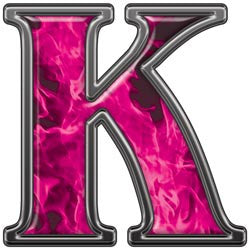 Reflective Letter K with Inferno Pink Flames