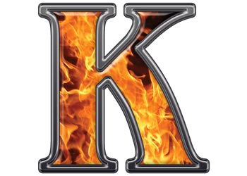Reflective Letter K with Inferno Flame