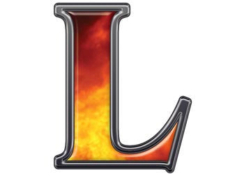 Reflective Letter L with Real Fire