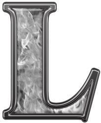 Reflective Letter L with Inferno Gray Flames