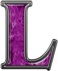 Reflective Letter L with Inferno Purple Flames