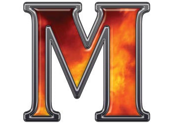 Reflective Letter M with Real Fire