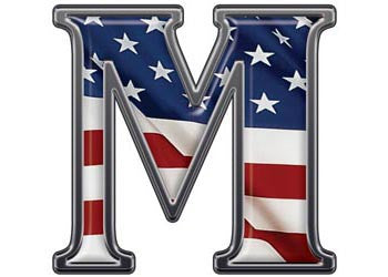 Reflective Letter M with Flag
