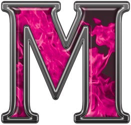 Reflective Letter M with Inferno Pink Flames
