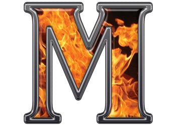 Reflective Letter M with Inferno Flame
