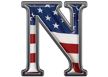 Reflective Letter N with Flag