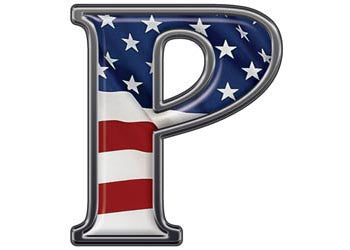 Reflective Letter P with Flag