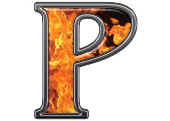 Reflective Letter P with Inferno Flame