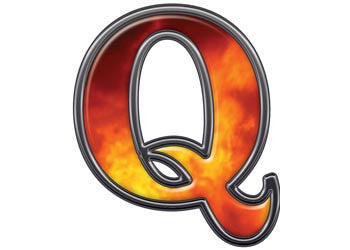 Reflective Letter Q with Real Fire