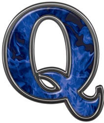 Reflective Letter Q with Inferno Blue Flames