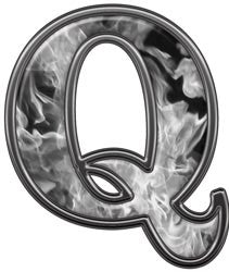 Reflective Letter Q with Inferno Gray Flames