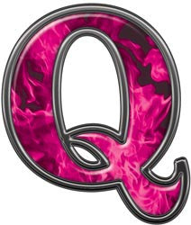 Reflective Letter Q with Inferno Pink Flames