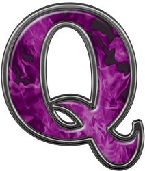 Reflective Letter Q with Inferno Purple Flames