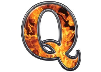 Reflective Letter Q with Inferno Flame