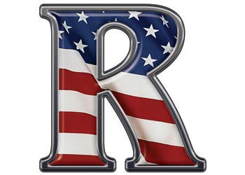 Reflective Letter R with Flag