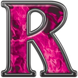 Reflective Letter R with Inferno Pink Flames